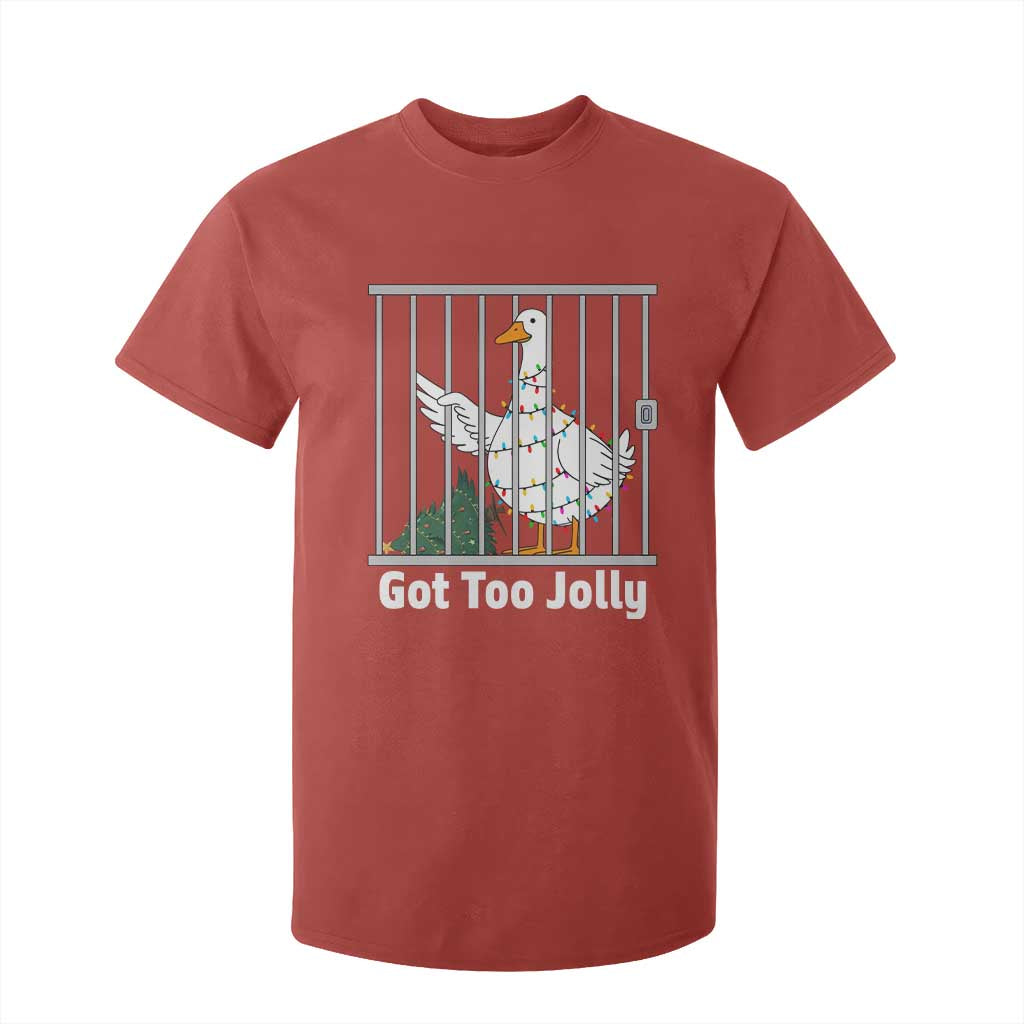Funny Goose Christmas T Shirt For Kid Got Too Jolly TS14 Red Print Your Wear