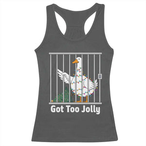 Funny Goose Christmas Racerback Tank Top Got Too Jolly TS14 Dark Heather Print Your Wear