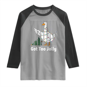 Funny Goose Christmas Raglan Shirt Got Too Jolly TS14 Sport Gray Black Print Your Wear