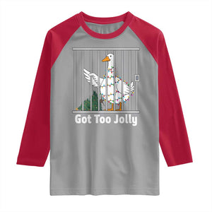 Funny Goose Christmas Raglan Shirt Got Too Jolly TS14 Sport Gray Red Print Your Wear