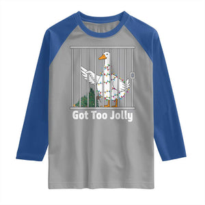 Funny Goose Christmas Raglan Shirt Got Too Jolly TS14 Sport Gray Royal Print Your Wear