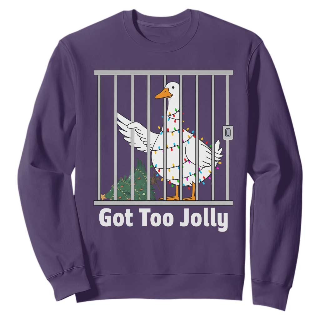 Funny Goose Christmas Sweatshirt Got Too Jolly TS14 Purple Print Your Wear