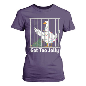 Funny Goose Christmas T Shirt For Women Got Too Jolly TS14 Purple Print Your Wear