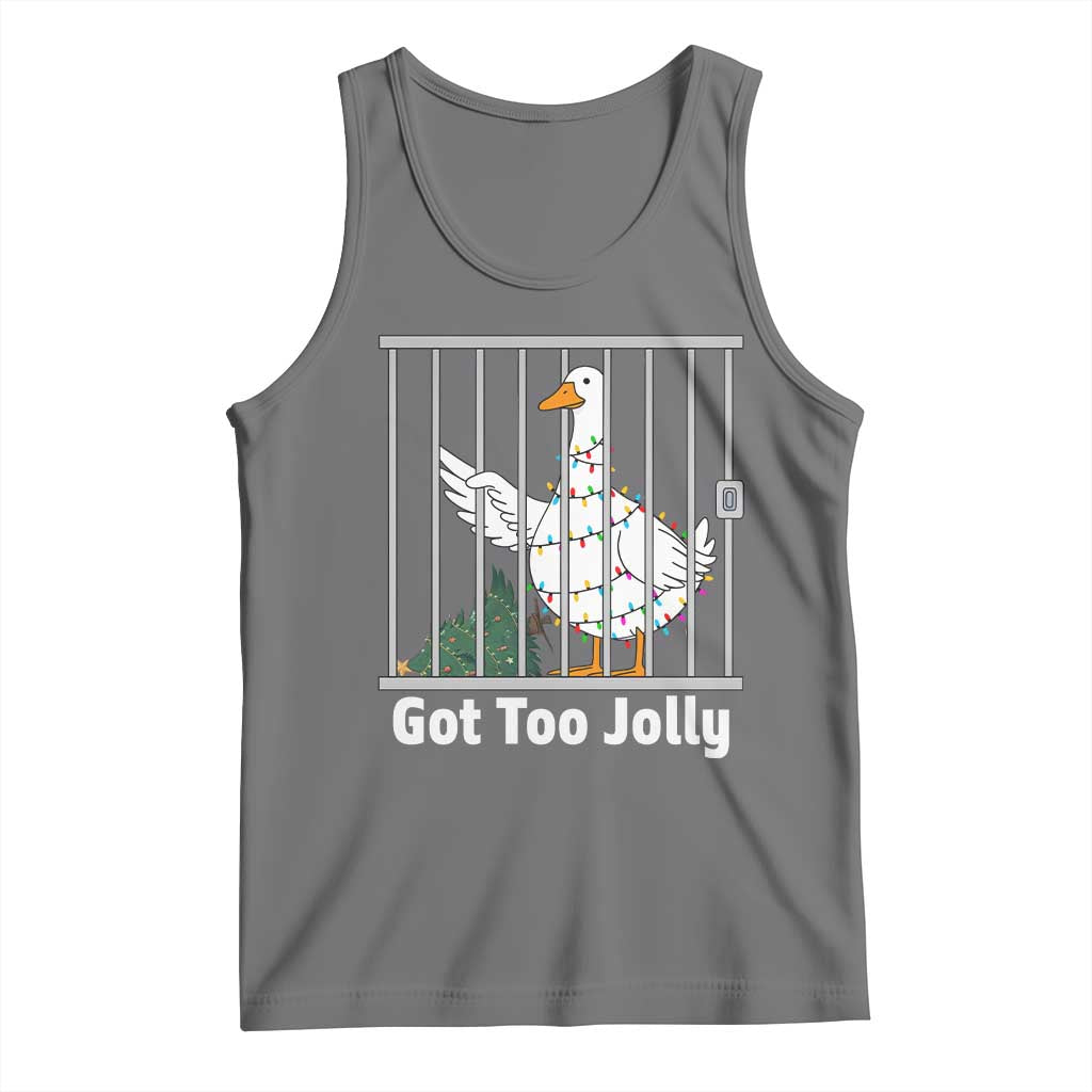 Funny Goose Christmas Tank Top Got Too Jolly TS14 Black Heather Print Your Wear