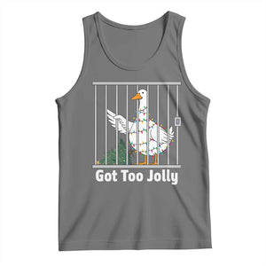 Funny Goose Christmas Tank Top Got Too Jolly TS14 Black Heather Print Your Wear