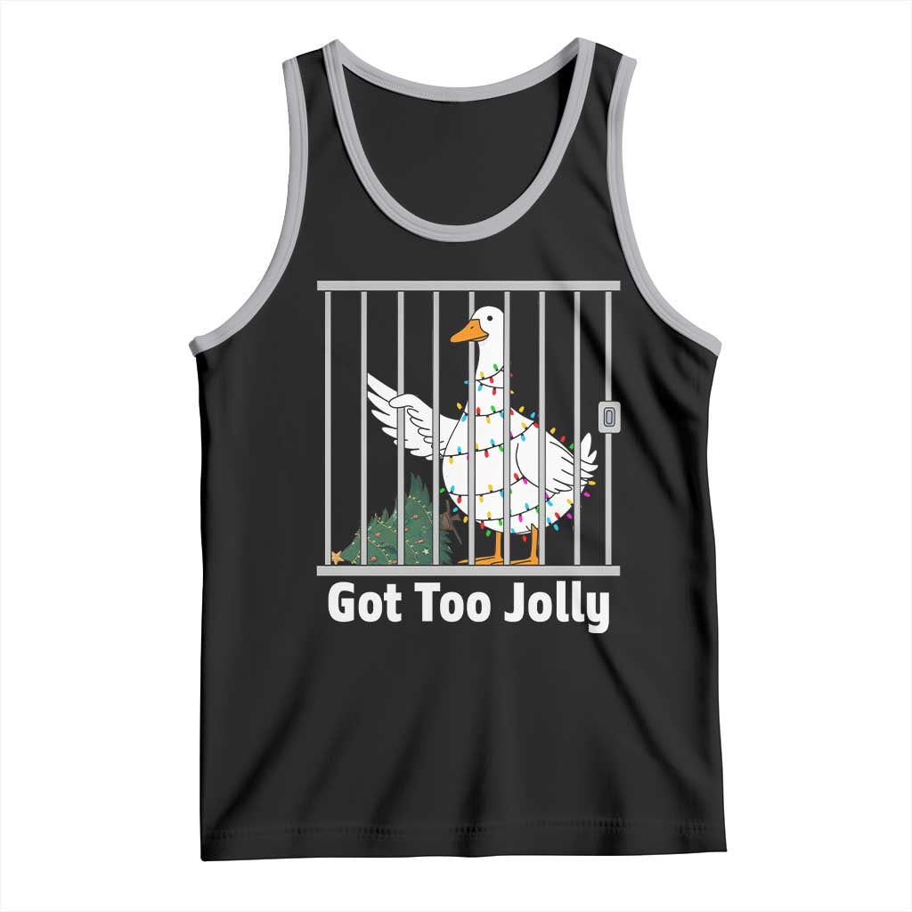 Funny Goose Christmas Tank Top Got Too Jolly TS14 Black Athletic Heather Print Your Wear