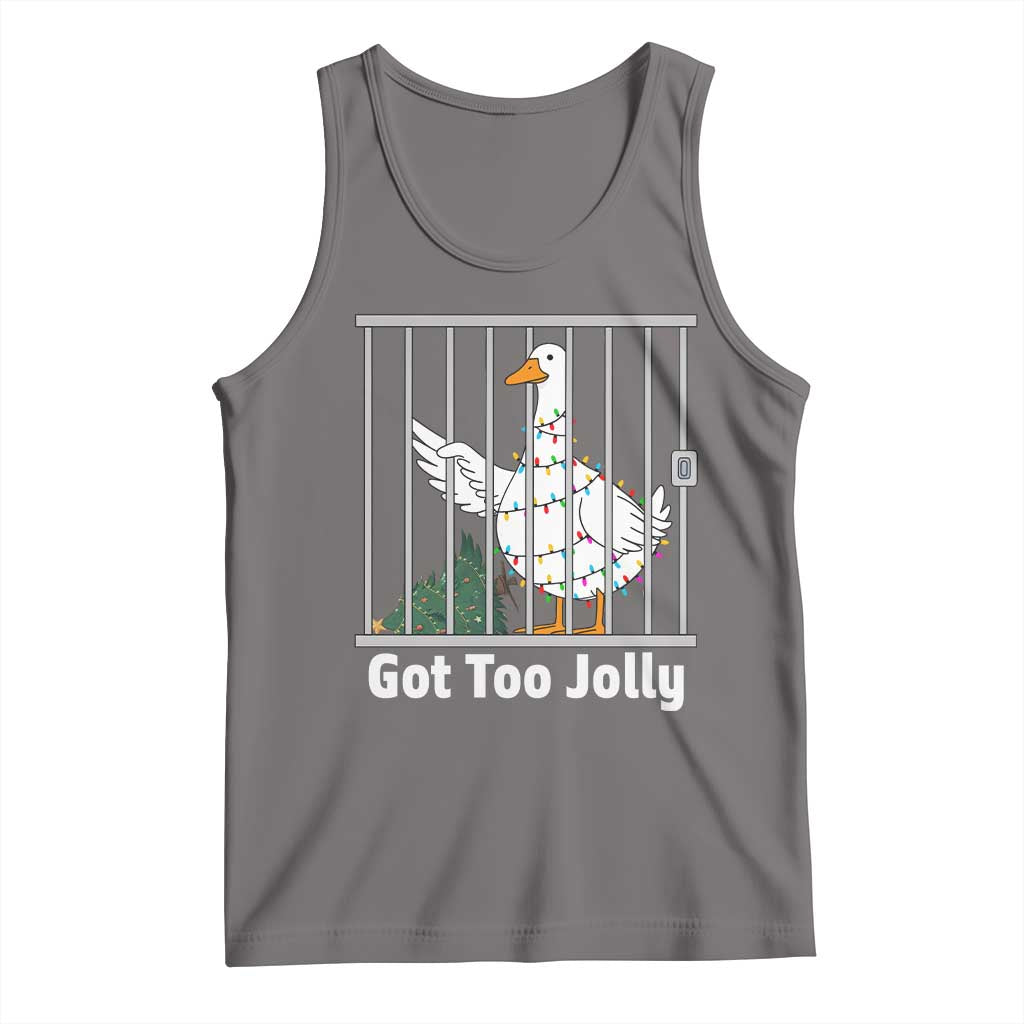 Funny Goose Christmas Tank Top Got Too Jolly TS14 Deep Heather Print Your Wear