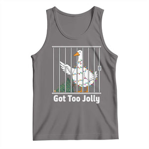 Funny Goose Christmas Tank Top Got Too Jolly TS14 Deep Heather Print Your Wear