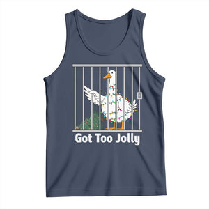 Funny Goose Christmas Tank Top Got Too Jolly TS14 Navy Print Your Wear