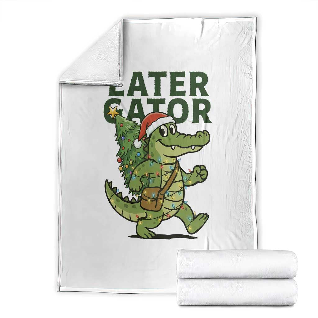Funny Alligator Christmas Throw Blanket Lator Gator TS14 White Print Your Wear