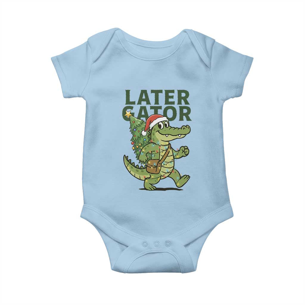 Funny Alligator Christmas Baby Onesie Lator Gator TS14 Light Blue Print Your Wear