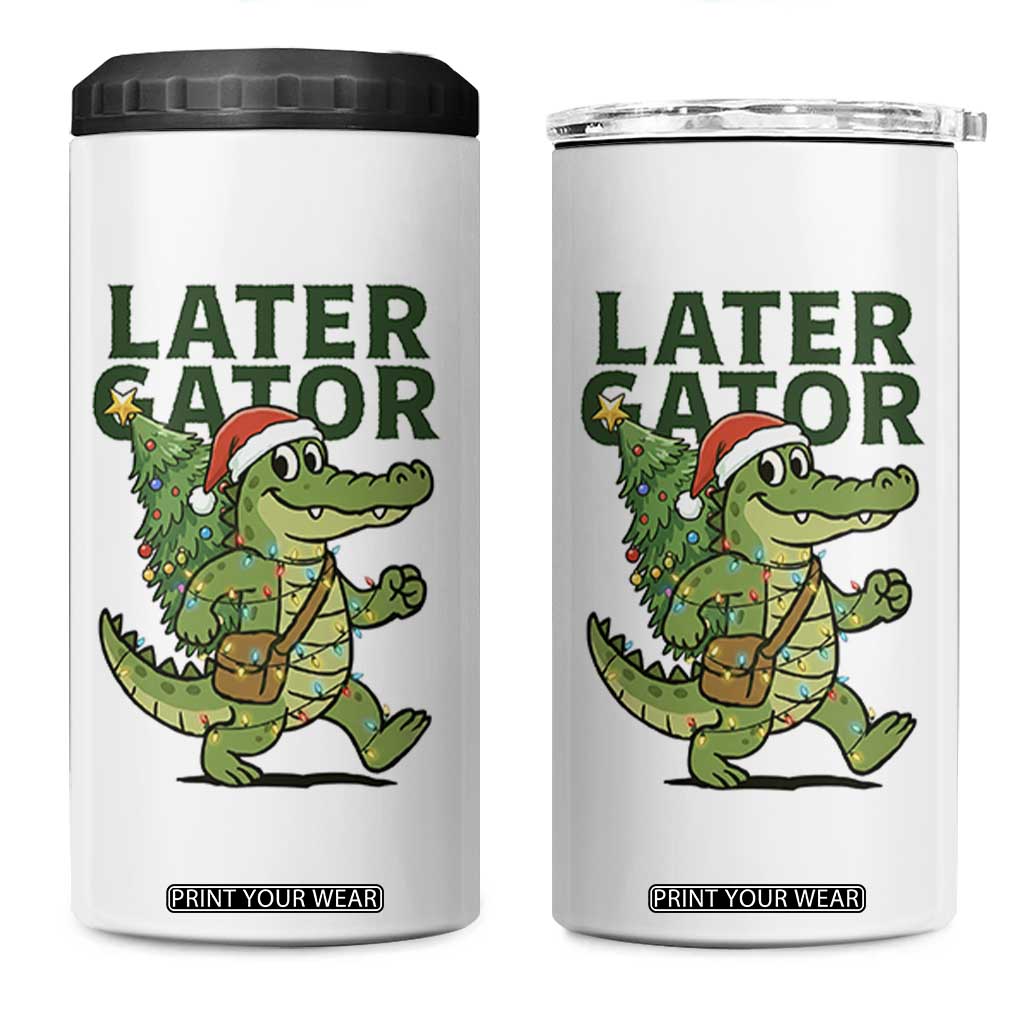 Funny Alligator Christmas 4 in 1 Can Cooler Tumbler Lator Gator TS14 One Size: 16 oz White Print Your Wear