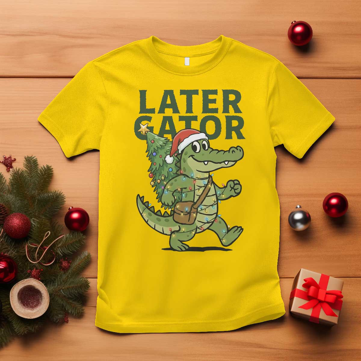 Funny Alligator Christmas T Shirt Lator Gator TS14 Daisy Print Your Wear
