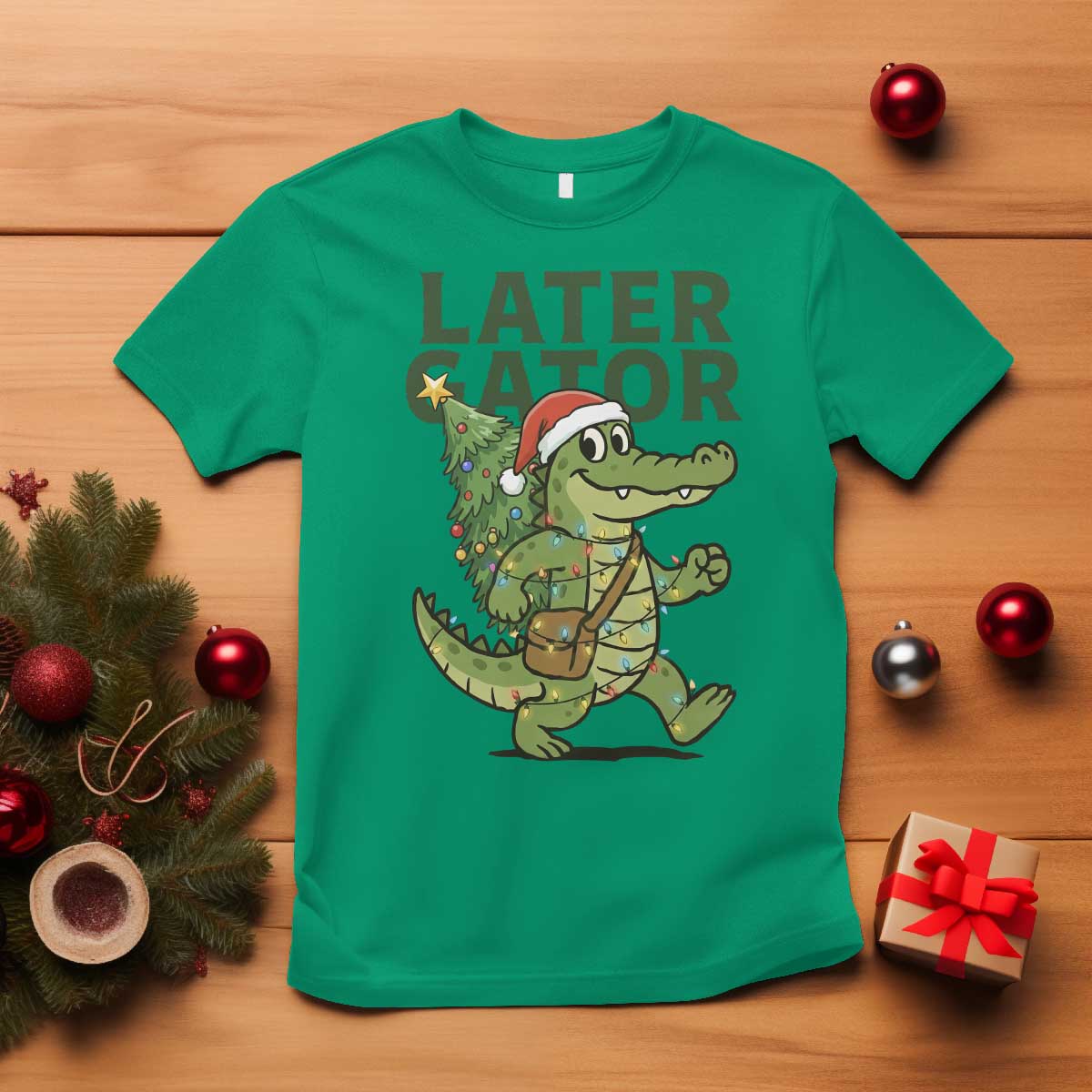 Funny Alligator Christmas T Shirt Lator Gator TS14 Irish Green Print Your Wear