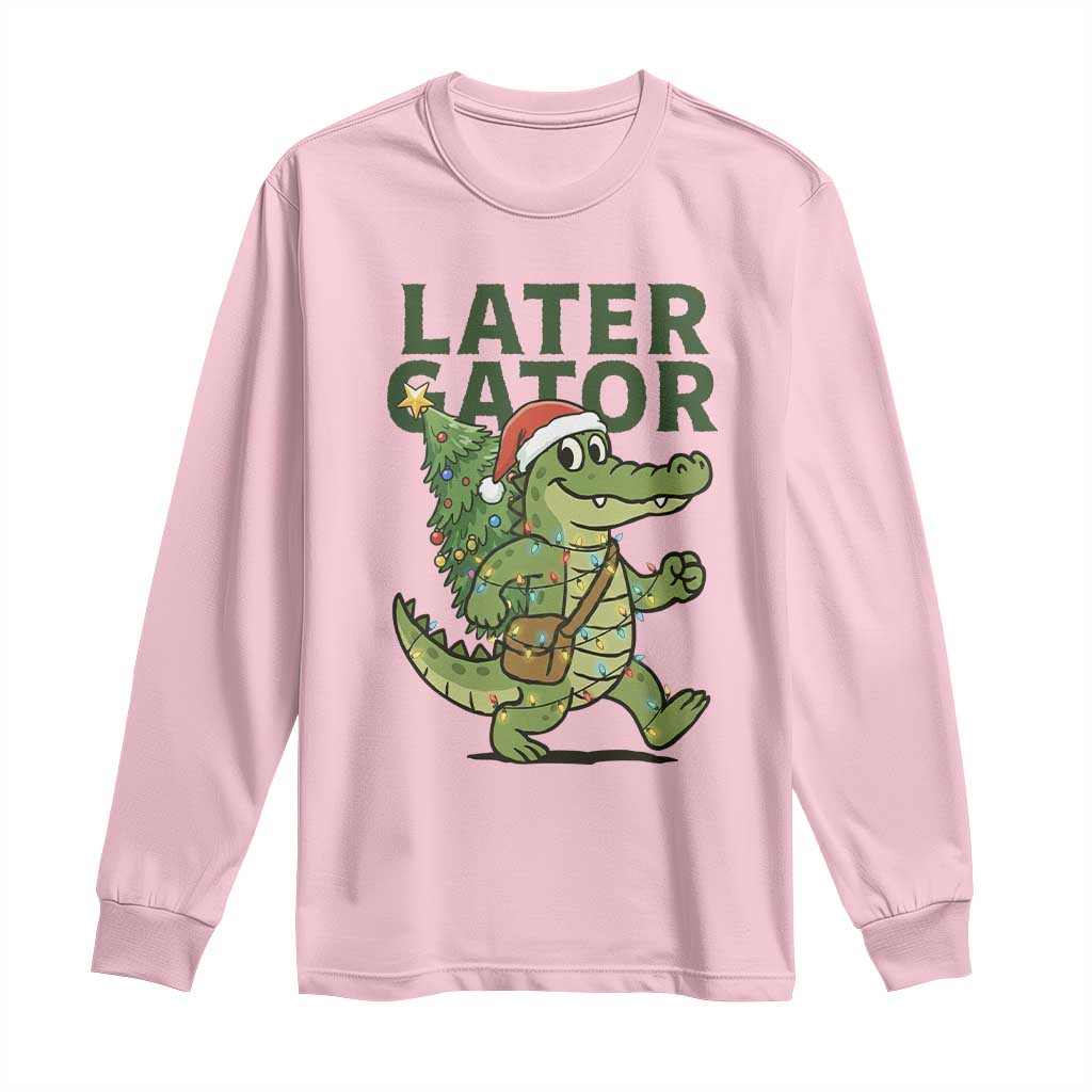 Funny Alligator Christmas Long Sleeve Shirt Lator Gator TS14 Light Pink Print Your Wear