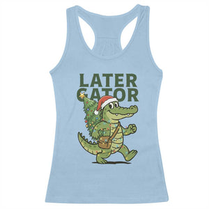 Funny Alligator Christmas Racerback Tank Top Lator Gator TS14 Light Blue Print Your Wear