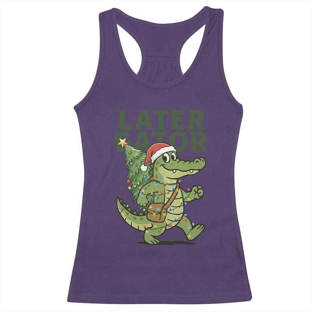 Funny Alligator Christmas Racerback Tank Top Lator Gator TS14 Purple Print Your Wear
