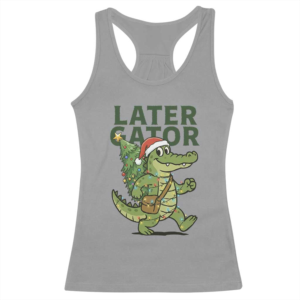 Funny Alligator Christmas Racerback Tank Top Lator Gator TS14 Sport Gray Print Your Wear