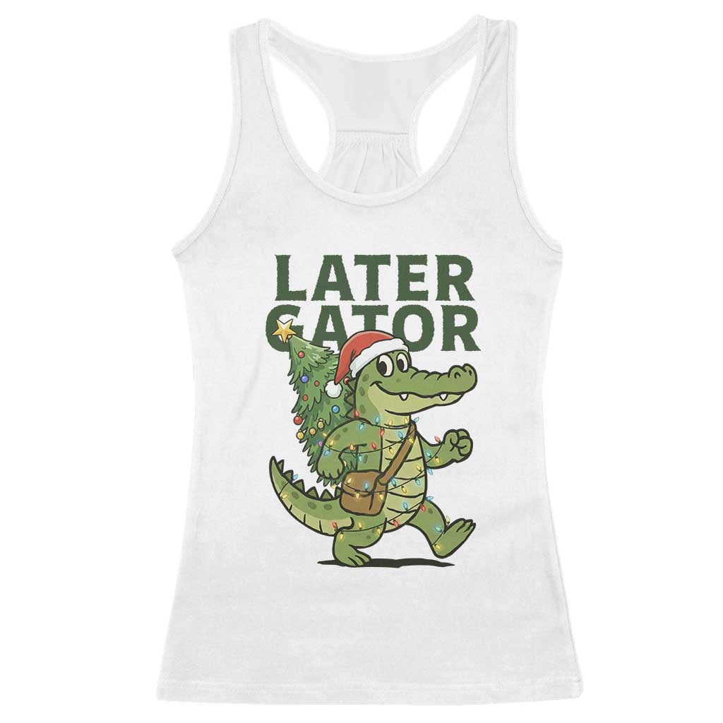 Funny Alligator Christmas Racerback Tank Top Lator Gator TS14 White Print Your Wear