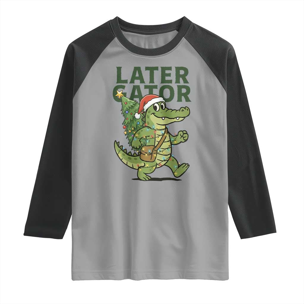 Funny Alligator Christmas Raglan Shirt Lator Gator TS14 Sport Gray Black Print Your Wear