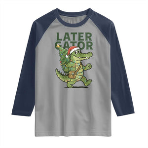 Funny Alligator Christmas Raglan Shirt Lator Gator TS14 Sport Gray Navy Print Your Wear
