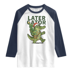 Funny Alligator Christmas Raglan Shirt Lator Gator TS14 White Navy Print Your Wear