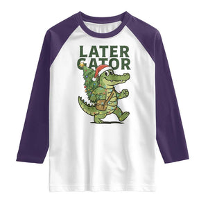 Funny Alligator Christmas Raglan Shirt Lator Gator TS14 White Purple Print Your Wear