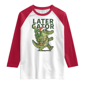 Funny Alligator Christmas Raglan Shirt Lator Gator TS14 White Red Print Your Wear