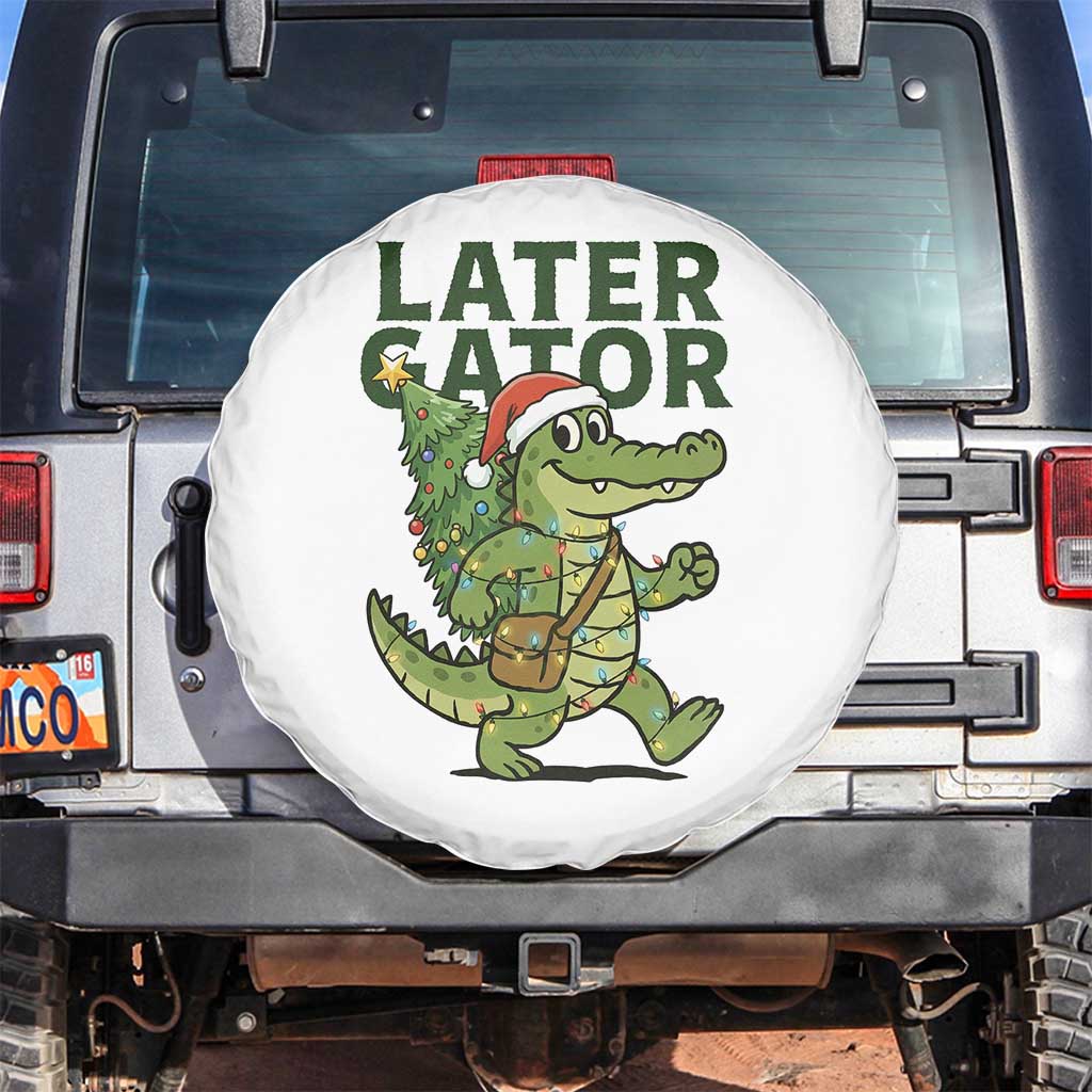 Funny Alligator Christmas Spare Tire Cover Lator Gator TS14 No hole White Print Your Wear