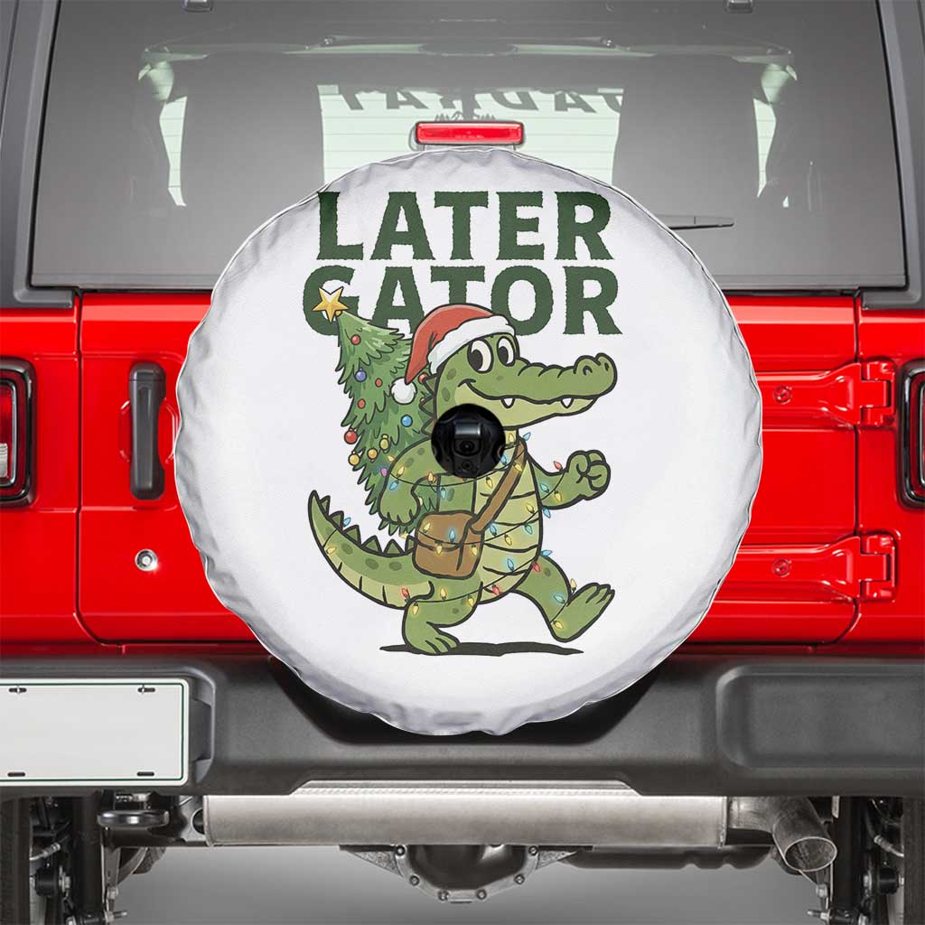 Funny Alligator Christmas Spare Tire Cover Lator Gator TS14 White Print Your Wear