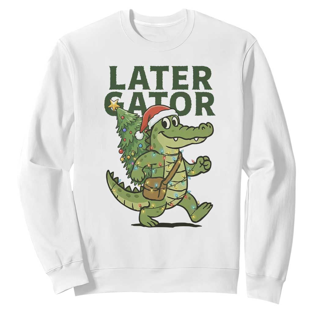 Funny Alligator Christmas Sweatshirt Lator Gator TS14 White Print Your Wear