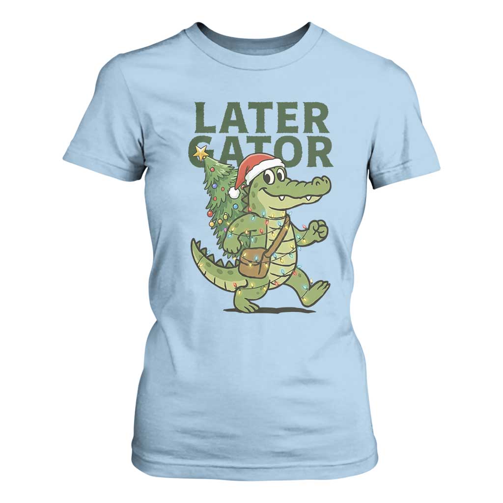 Funny Alligator Christmas T Shirt For Women Lator Gator TS14 Light Blue Print Your Wear