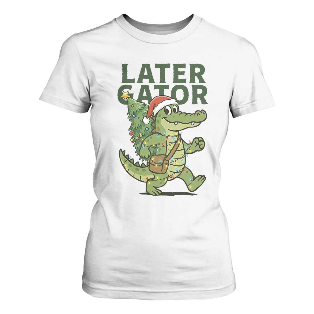 Funny Alligator Christmas T Shirt For Women Lator Gator TS14 White Print Your Wear