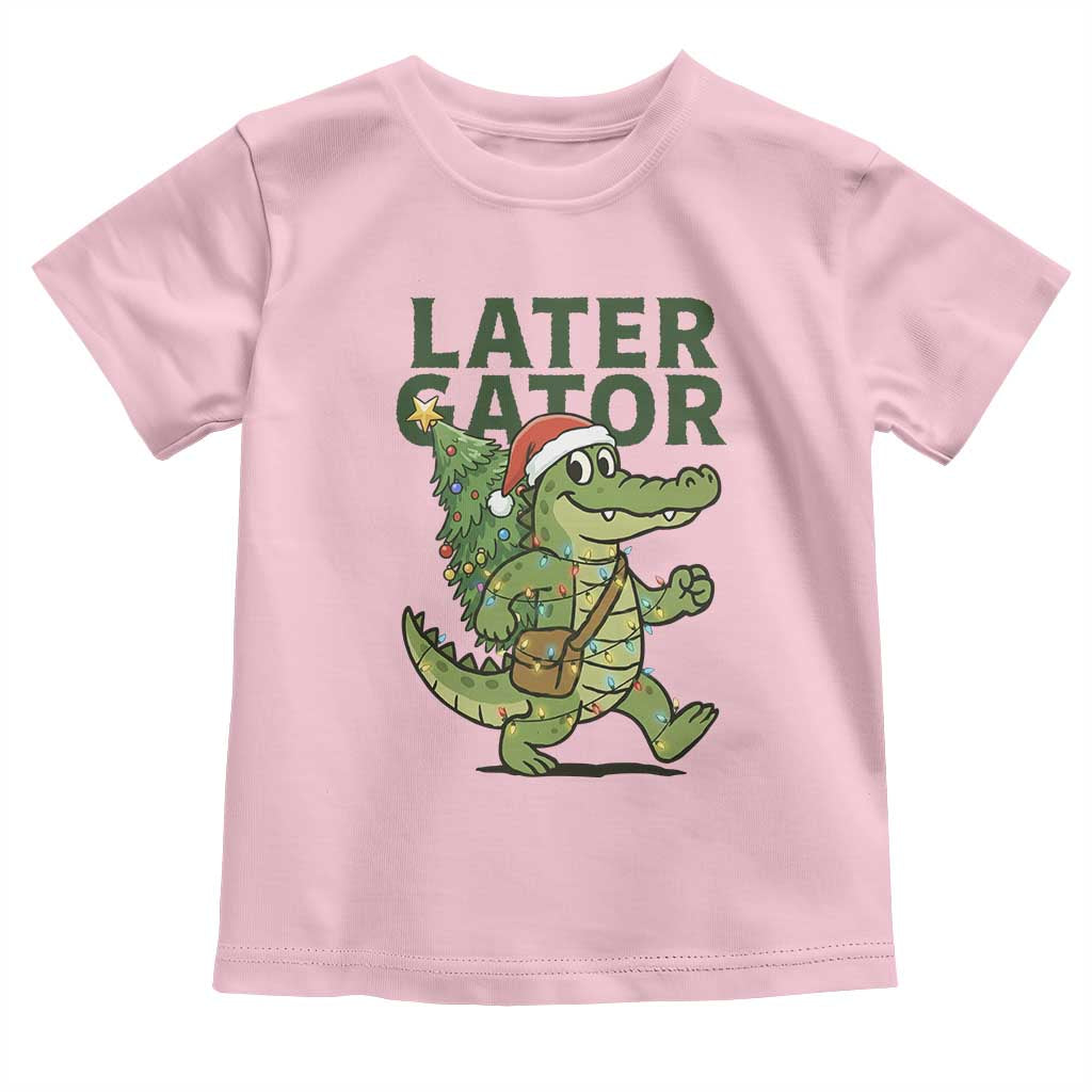 Funny Alligator Christmas Toddler T Shirt Lator Gator TS14 Light Pink Print Your Wear