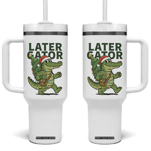 Funny Alligator Christmas Tumbler With Handle Lator Gator TS14 One Size: 40 oz White Print Your Wear