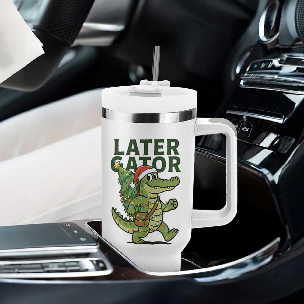 Funny Alligator Christmas Tumbler With Handle Lator Gator TS14 Print Your Wear