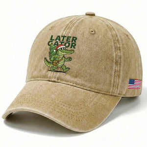 Funny Alligator Christmas Washed Cotton Baseball Cap Lator Gator TS14 Print Your Wear
