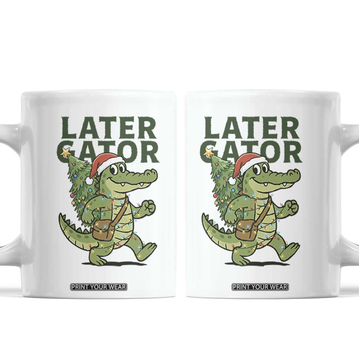Funny Alligator Christmas Coffee Mug Lator Gator TS14 White Print Your Wear