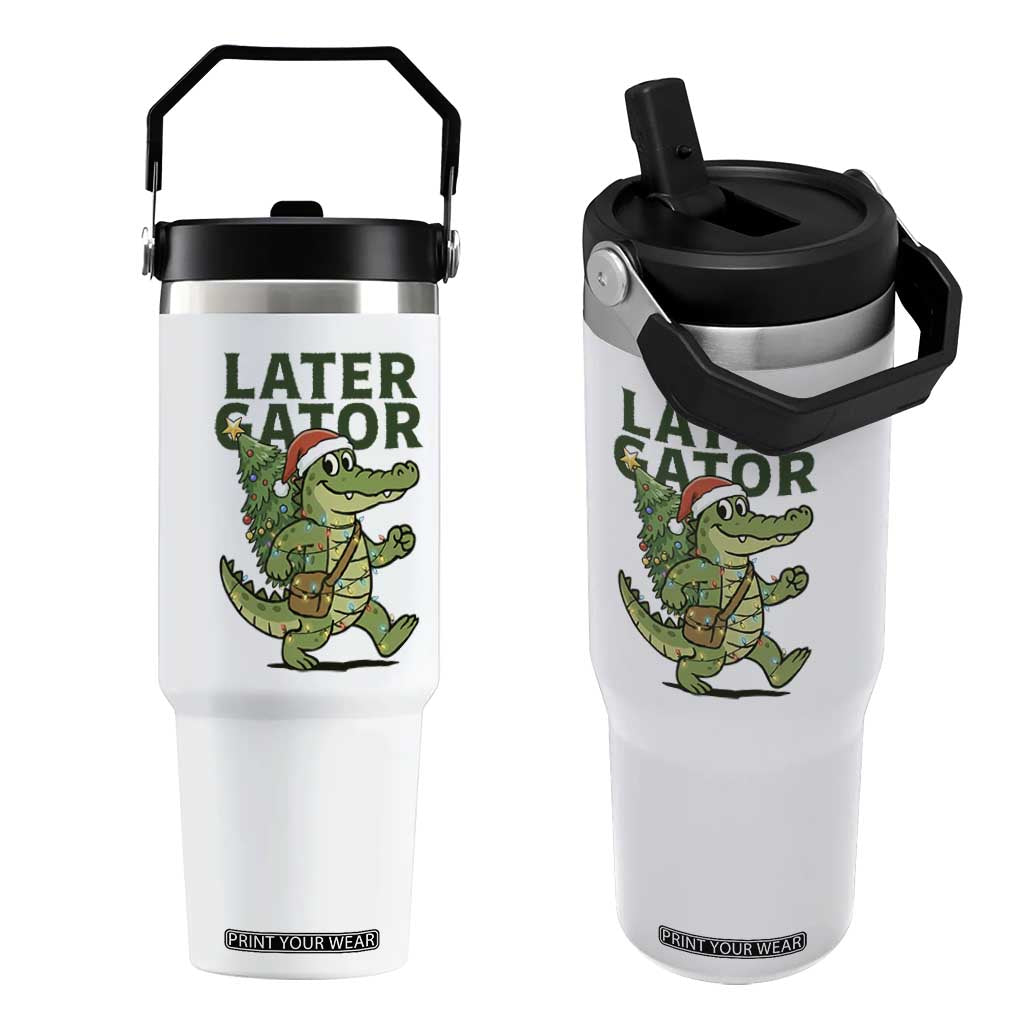 Funny Alligator Christmas Flip Straw Tumbler Lator Gator TS14 One Size: 30 oz White Print Your Wear