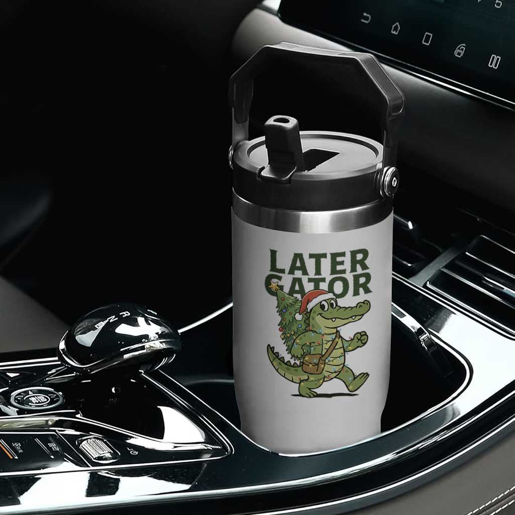 Funny Alligator Christmas Flip Straw Tumbler Lator Gator TS14 Print Your Wear