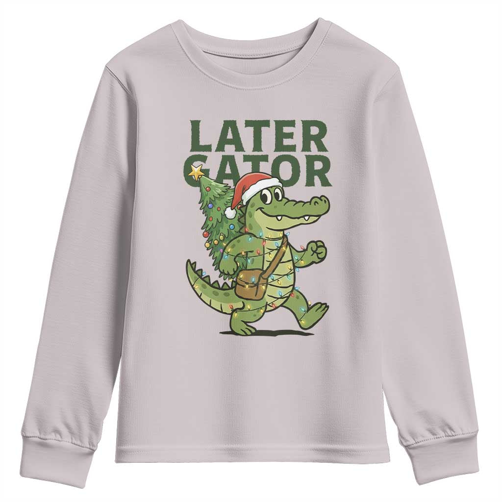 Funny Alligator Christmas Youth Sweatshirt Lator Gator TS14 Ice Gray Print Your Wear