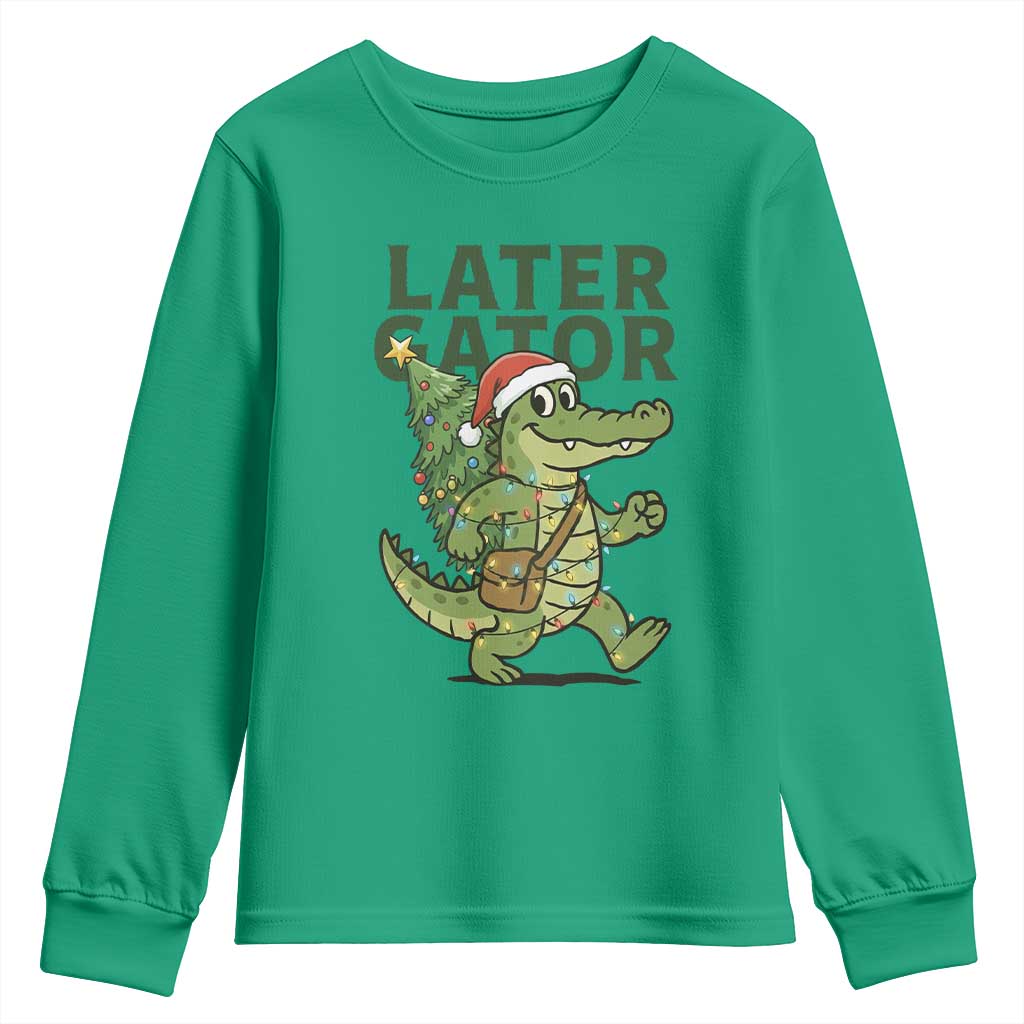 Funny Alligator Christmas Youth Sweatshirt Lator Gator TS14 Irish Green Print Your Wear