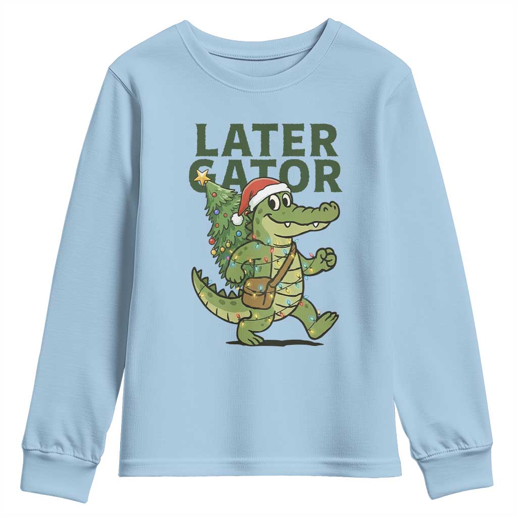 Funny Alligator Christmas Youth Sweatshirt Lator Gator TS14 Light Blue Print Your Wear