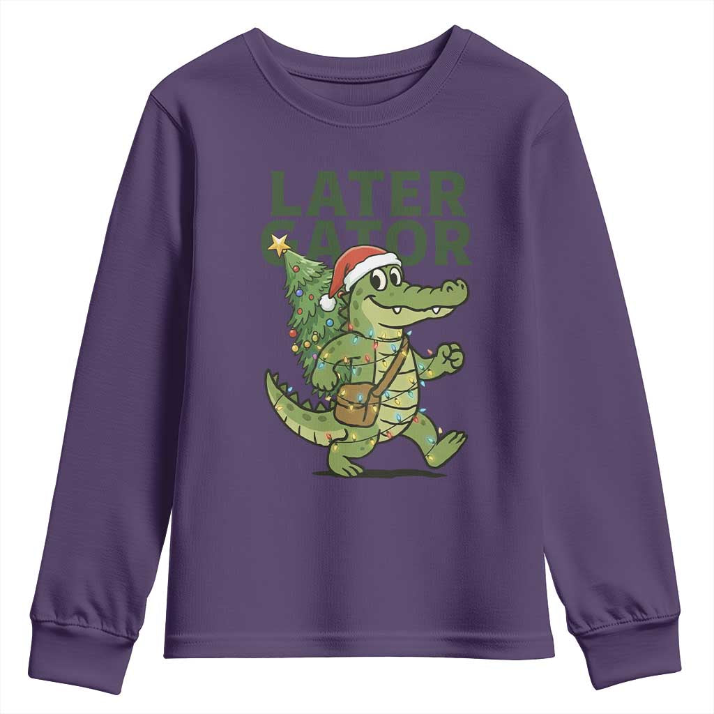 Funny Alligator Christmas Youth Sweatshirt Lator Gator TS14 Purple Print Your Wear