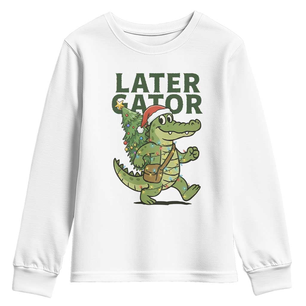 Funny Alligator Christmas Youth Sweatshirt Lator Gator TS14 White Print Your Wear