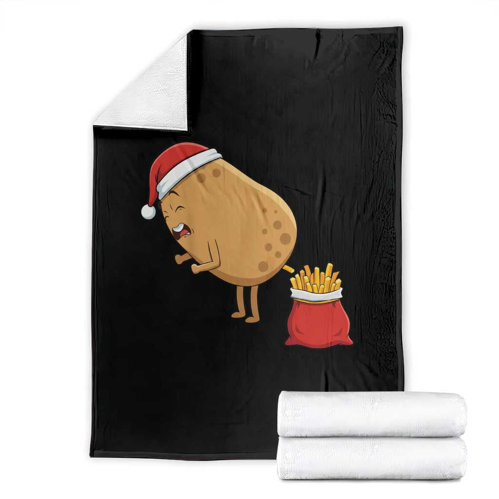 Funny French Fries Christmas Throw Blanket Potato Food Eaters TS14 Black Print Your Wear