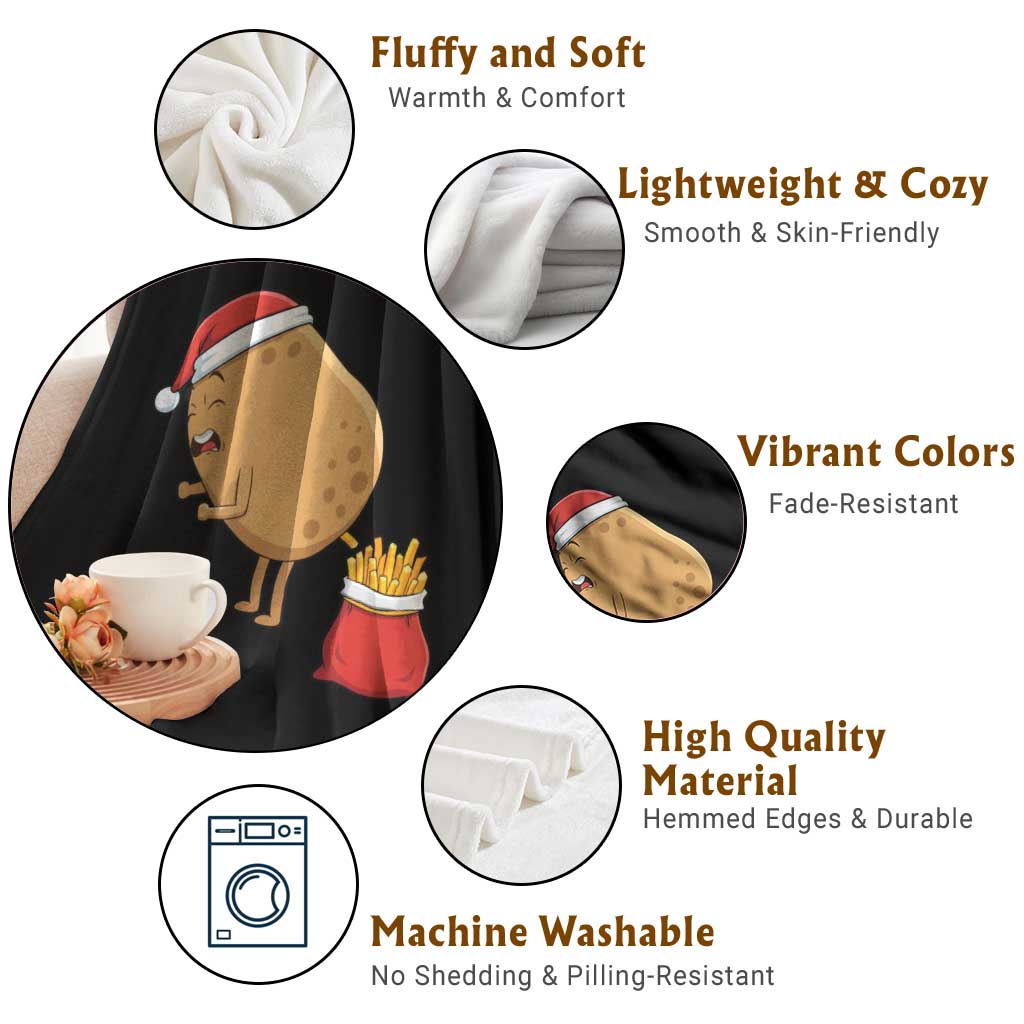 Funny French Fries Christmas Throw Blanket Potato Food Eaters TS14 Print Your Wear