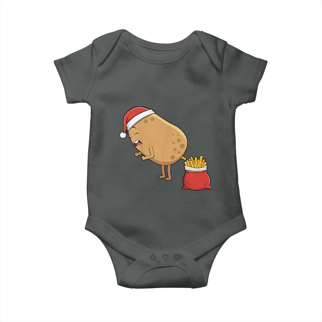 Funny French Fries Christmas Baby Onesie Potato Food Eaters TS14 Dark Heather Print Your Wear