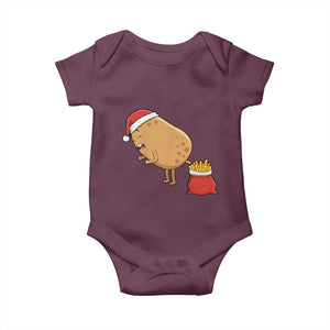 Funny French Fries Christmas Baby Onesie Potato Food Eaters TS14 Maroon Print Your Wear