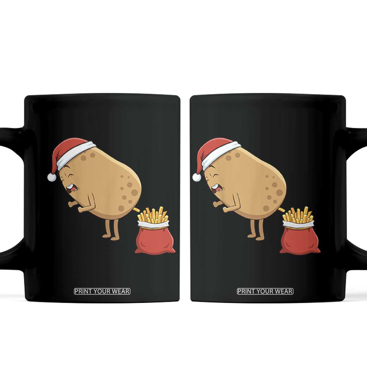 Funny French Fries Christmas Coffee Mug Potato Food Eaters TS14 Black Print Your Wear